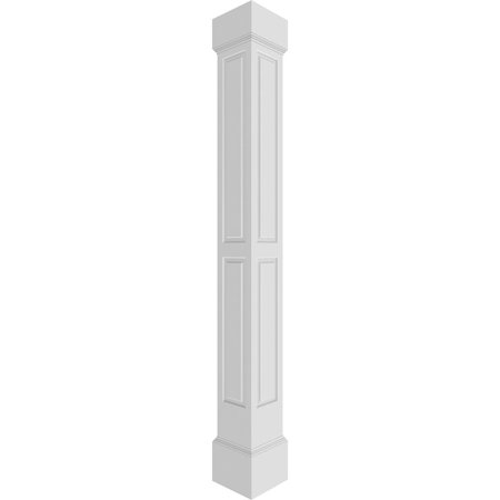 EKENA MILLWORK Craftsman Classic Square Non-Tapered, Double Raised Panel PVC Column, Mission Capital & Mission Base CC1209ENDMIMI